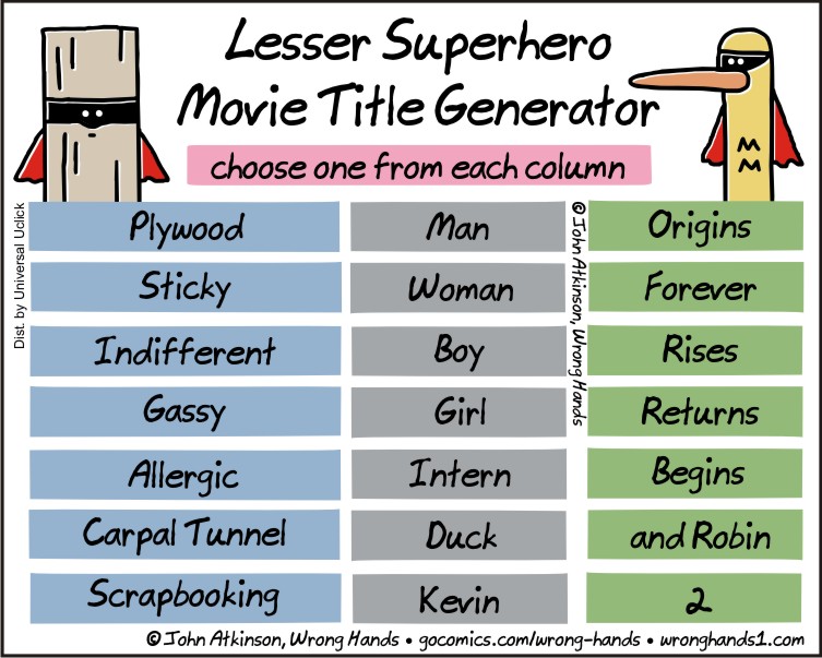 lesser superhero movie title generator